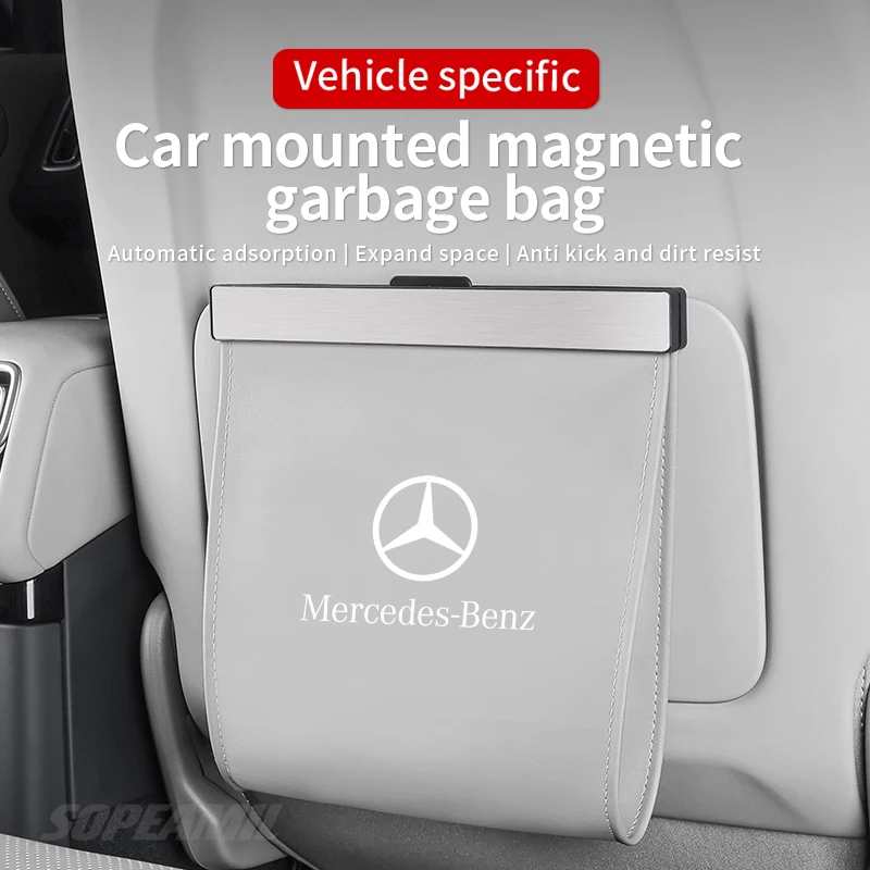 لمرسيدس بنز A C E V S Class Vito CLA CLS GLA GLC GLK GLS SLK ML W203 كيس النفايات للسيارة المقعد الخلفي معلقة تخزين سلة المهملات