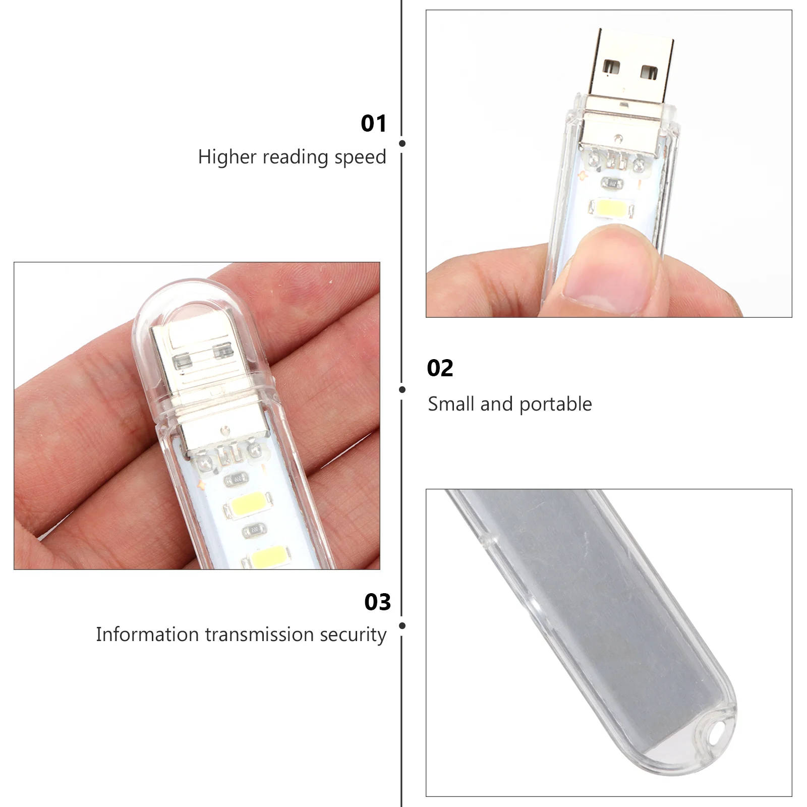 3 قطعة USB ضوء الليل LED مصباح مع 8 الخرز فائقة السطوع المحمولة سطح المكتب الإضاءة للاستخدام المنزلي المدرسة في الهواء الطلق الزخرفية