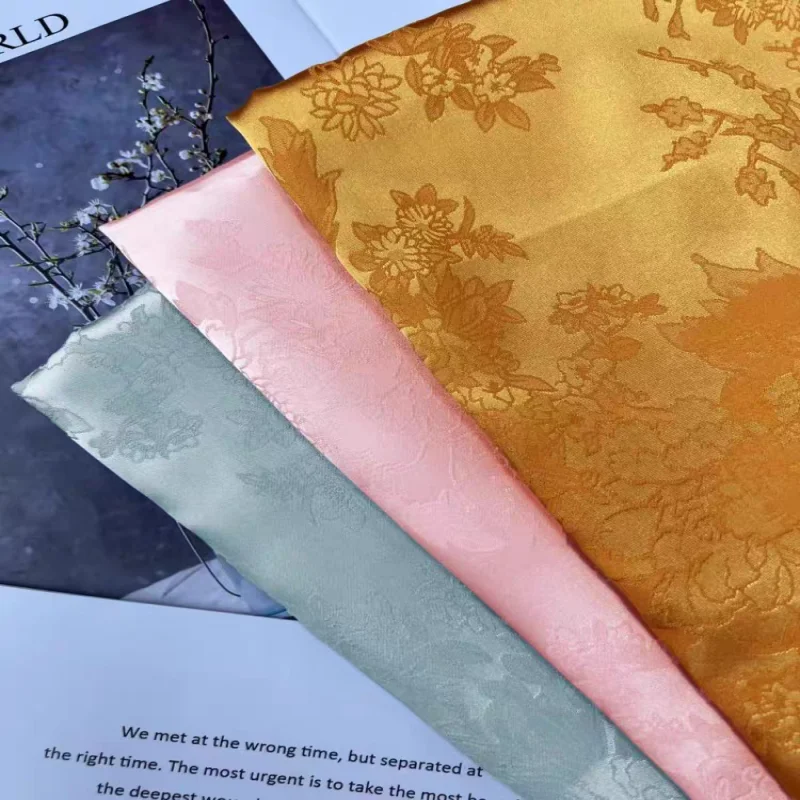 Имитация шелковой лозы, жаккардовая ткань с темным узором, имитация уксусной кислоты, рубашка с лямкой на шее Ципао, юбка с конским лицом, ткань для одежды ханьфу