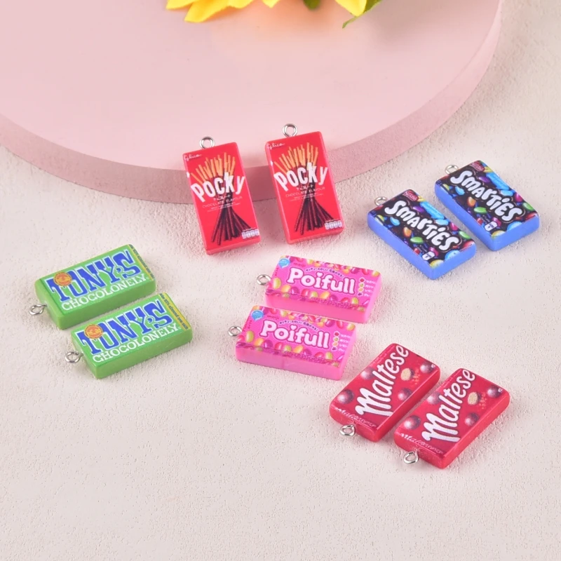 10pcs Fashion  Snack Bag Candy Resin Charms for Earring Keychain DIY Decoration Fashion Jewelry Accessories