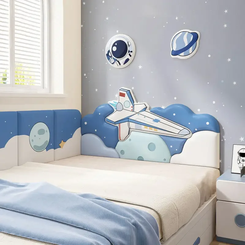 Tatami Soft Package Wall Enclosure for Boys Spaceship Headboard Soft Backrest Cushion Anti-collision Wall Sticker Self-adhesive