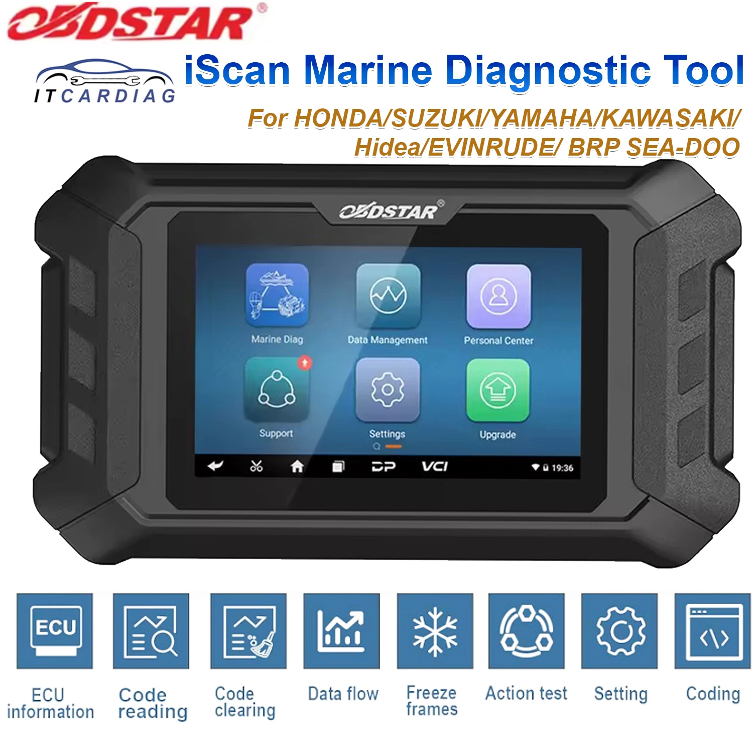 Диагностический сканер OBDSTAR iScan Marine для YAMAHA/SUZUKI/KAWASAKI/HONDA/Hidea/PARSUN/EVINRUDE/BRP SEA-DOO