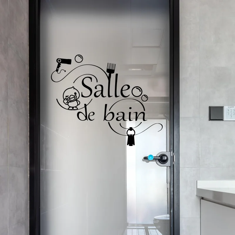 Spanish Bathroom Door Sticker Decal Salle De Bain Duck Bubble Bath Door Stickers Decals Home Decor