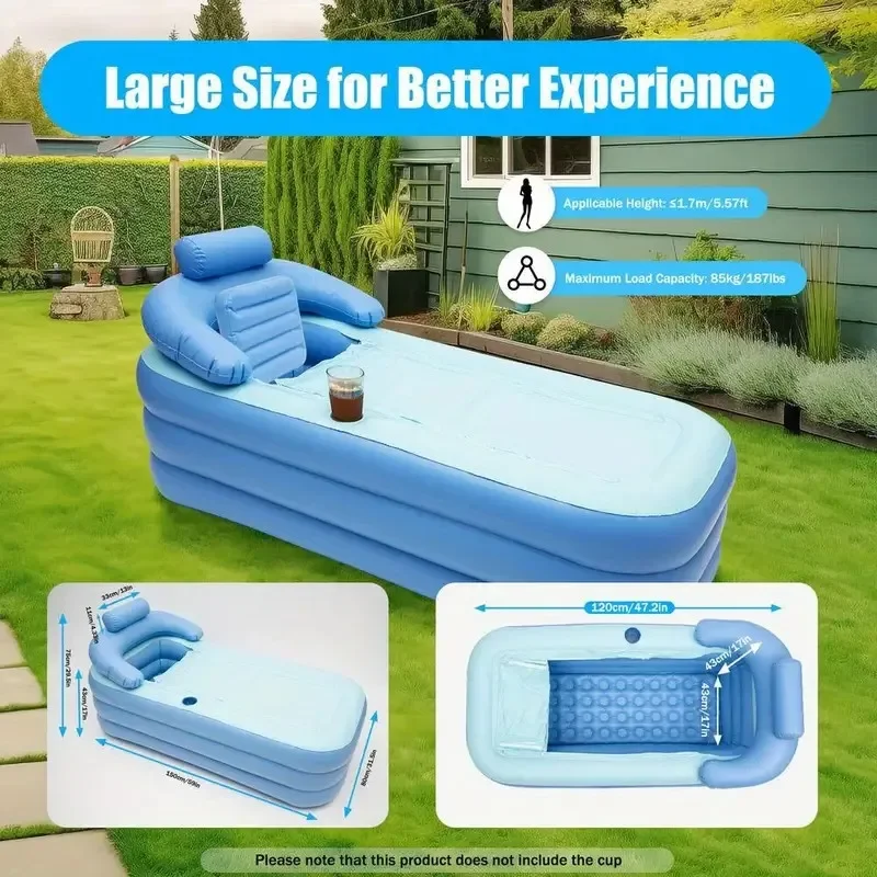 1pc Folding Portable Inflatable Bath Tub, Spa Warm Blow Up Bathtub, For Indoor Or Outdoor Use