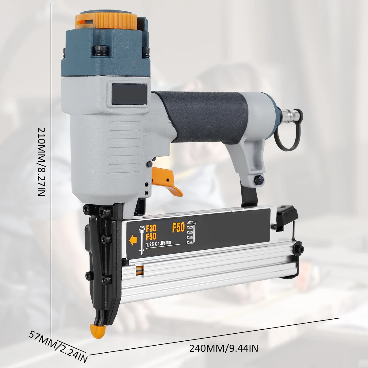 Clavadora de aire para carpintero, herramienta neumática para clavos T50, F50, 440K, 16Ga/18Ga, ajuste de profundidad, ergonómico y ligero