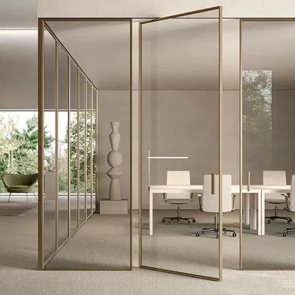 Fashion Design Interior Aluminum Frame Glass Revolving Door Large Size Luxurious Manual Pivot Doors Soundproof Glass Doors