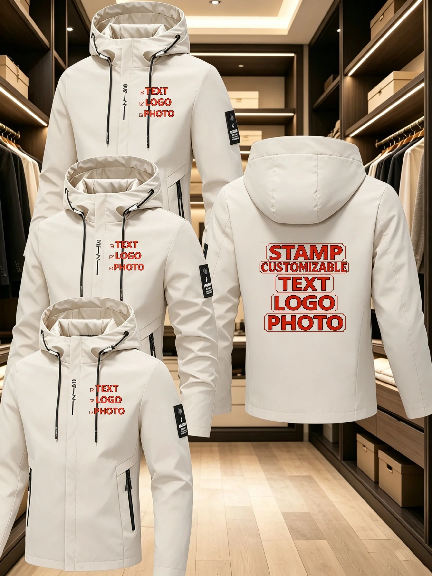 2026 fashion men's and women's 3-piece customizable jacket coat, men's and women's identical style jackets with customizable log