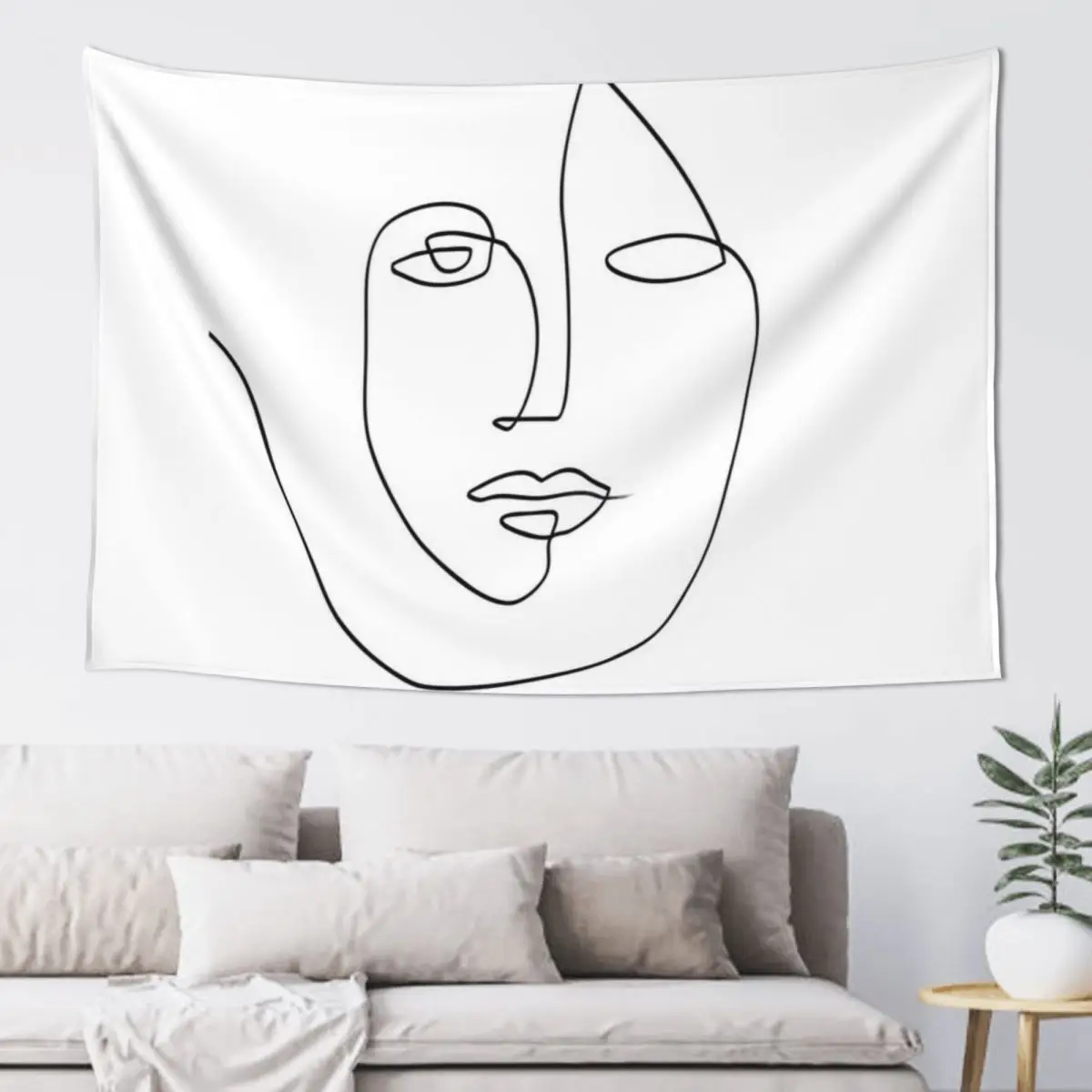 

Abstract Face - One Line Art Tapestry Wall Decorations Wall Decoration Items Home Decoration Tapestry