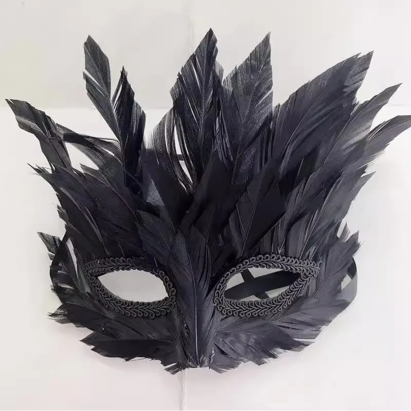 

Halloween Half Face Princess Ball Mask, Creative Feather Venice Mask