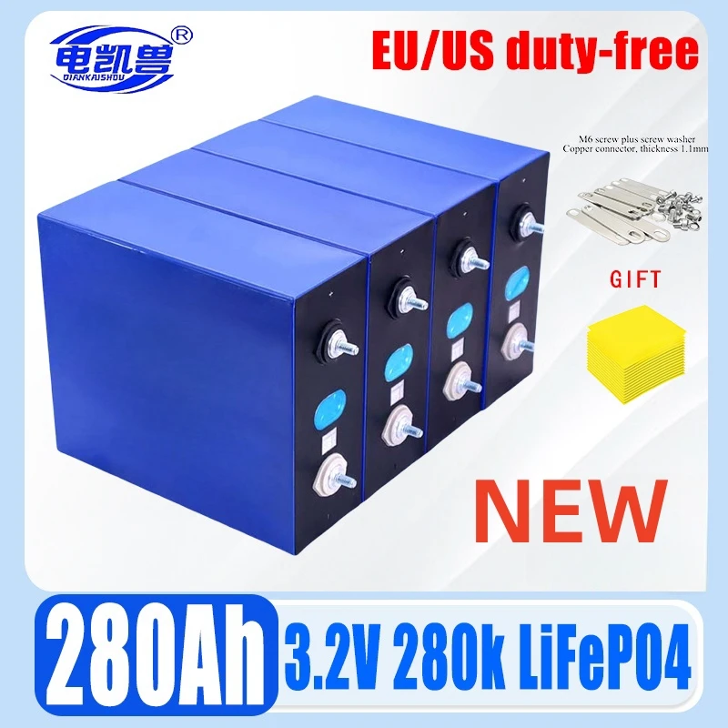 3.2v 280ah 280K EVE LiFePO4 original GRADE A Battery Cell 6000+ Cycle Grade A For DIY 12V 24V 48V Lithium Battery Pack NO TAX