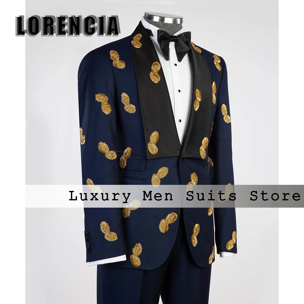 Luxury Glitter Beading Suits for Male 3 Pieces Slim Fit Wedding Party Outfits Customized Blazer Vest Pants roupas masculinas