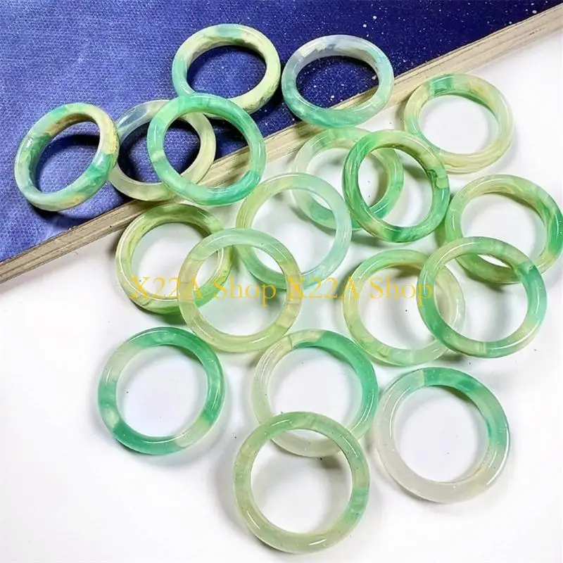 Einzigartige Acrylimitation Jade Ringe Einfacher Gradientenfarbe stapelbarer Ringschmuck