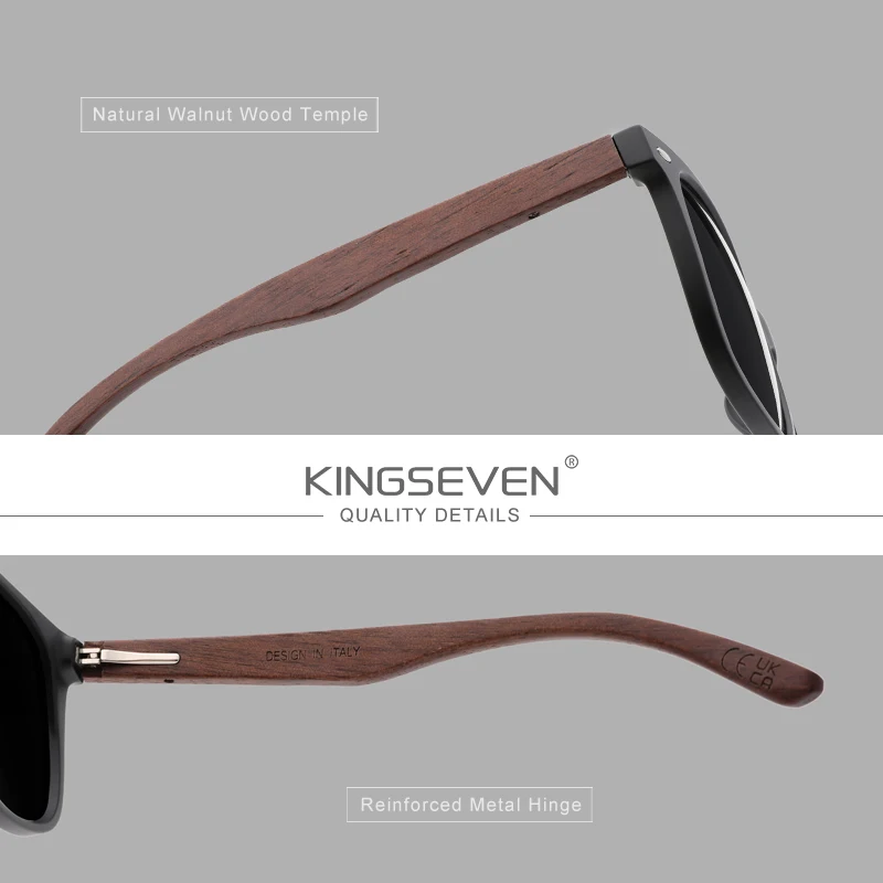 KINGSEVEN Wooden Men/Women Prescription Sunglasses Alloy Thin Frame Myopia Hyperopia Eyeglasses Optical Lens Causal Glasses