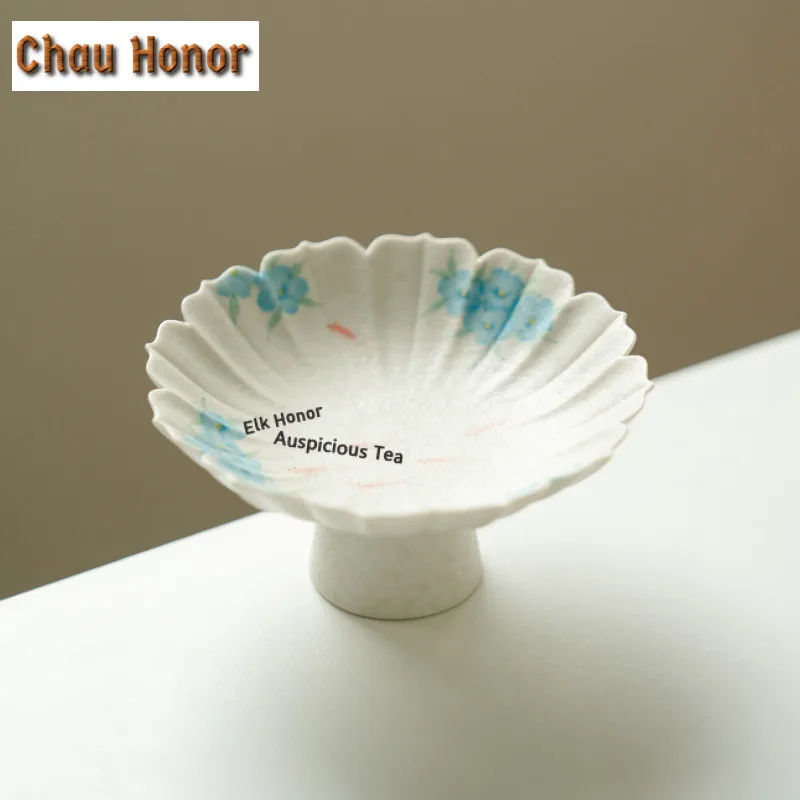 

Ручная роспись, голубая звезда, цветок, фруктовая тарелка, винтажная кондитерская тарелка, конфеты-бар, сервировочное блюдо для закусок, домашняя тарелка для совместного использования, подарок