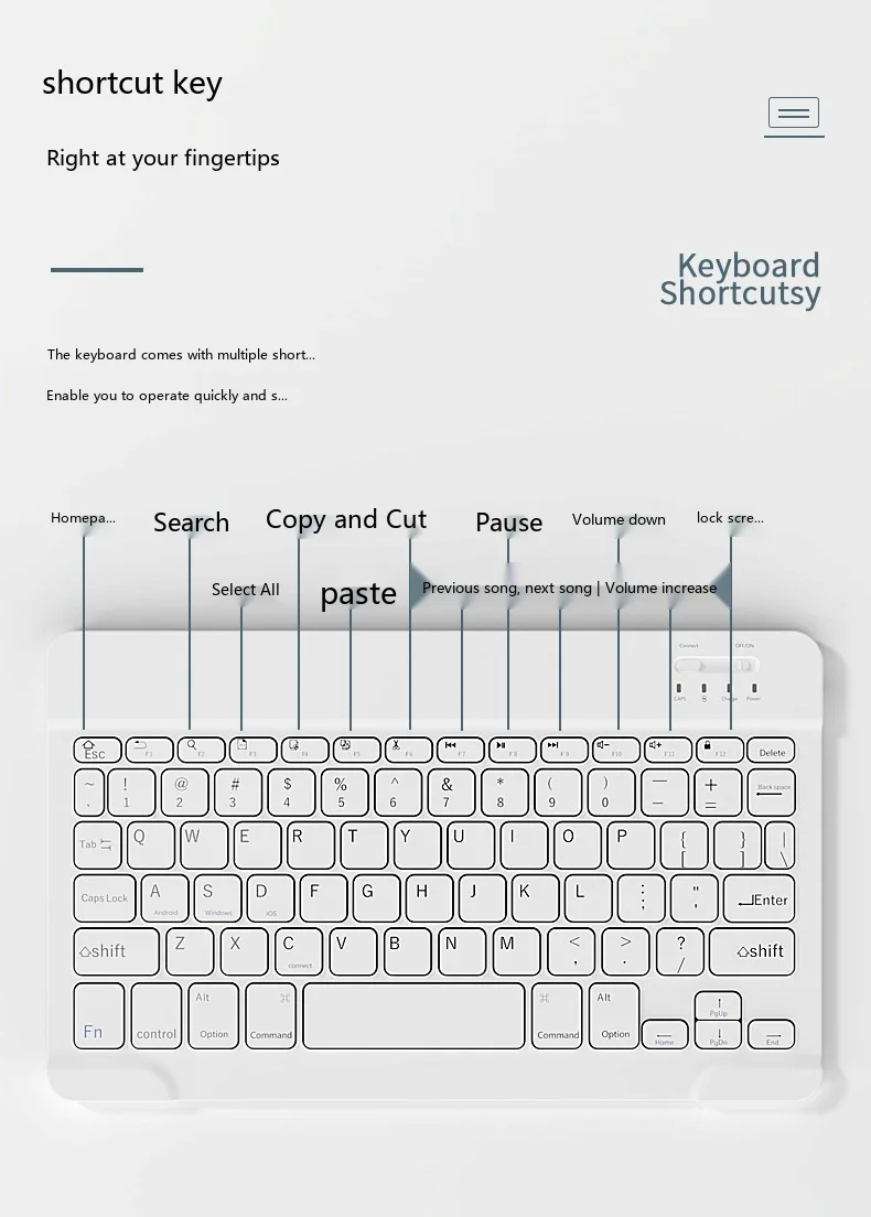 iPad-Tastaturhülle mit Bluetooth-Tastatur und Maus, kabellose Folio-Hülle für 10,9, 11 und 12,9 Zoll – Detail 13