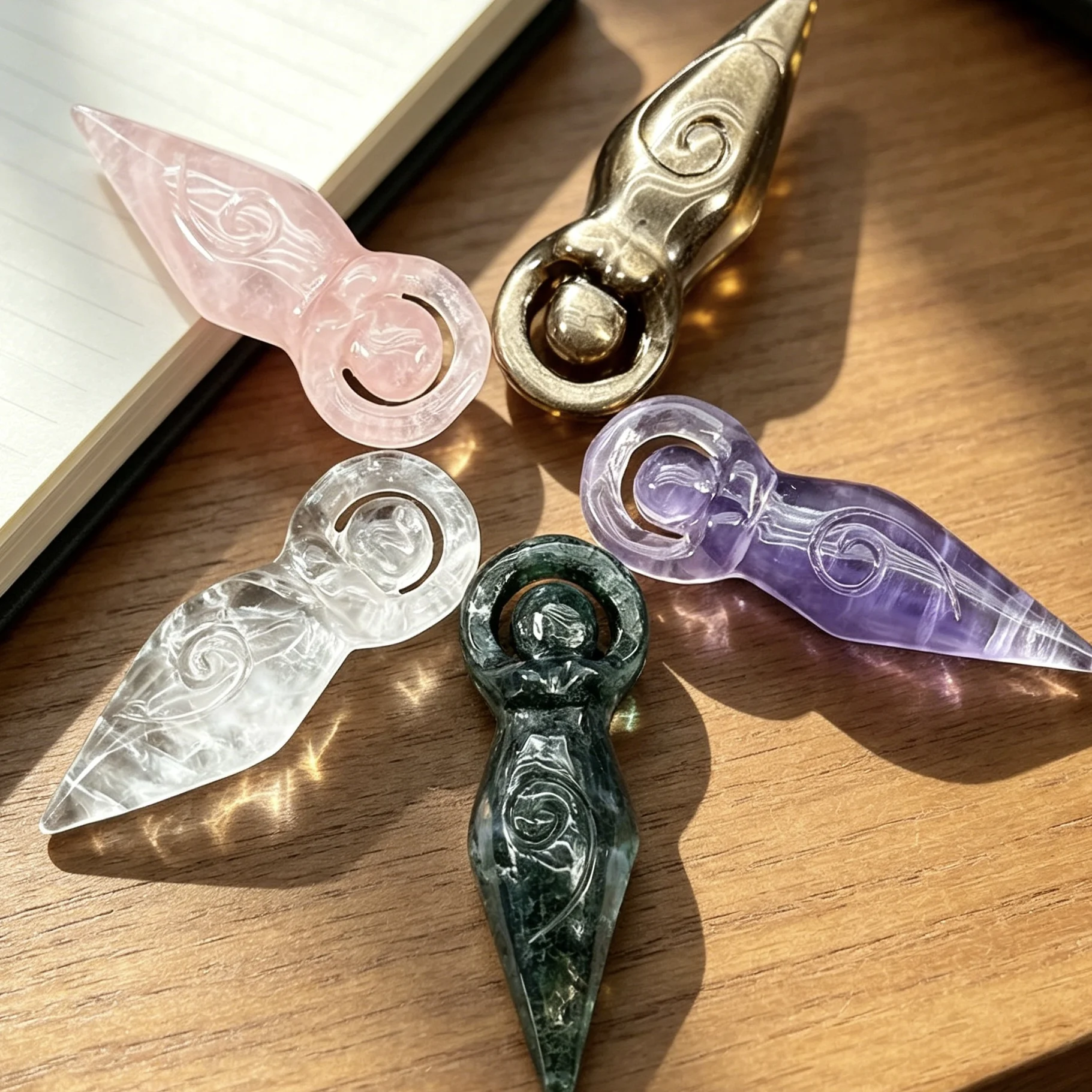 1pc Natural Crystal Goddess Statue Carving, Home Decoration, Pocket Decoration, Crystal Gift, Crystal Statue
