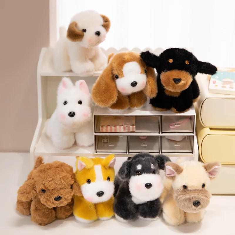 Plush Dog Series Stuffed Dolls - Doberman Pinscher Schnauzer Bulldog Labrador Soft Toy Desktop Decor Adorable Birthday Gift