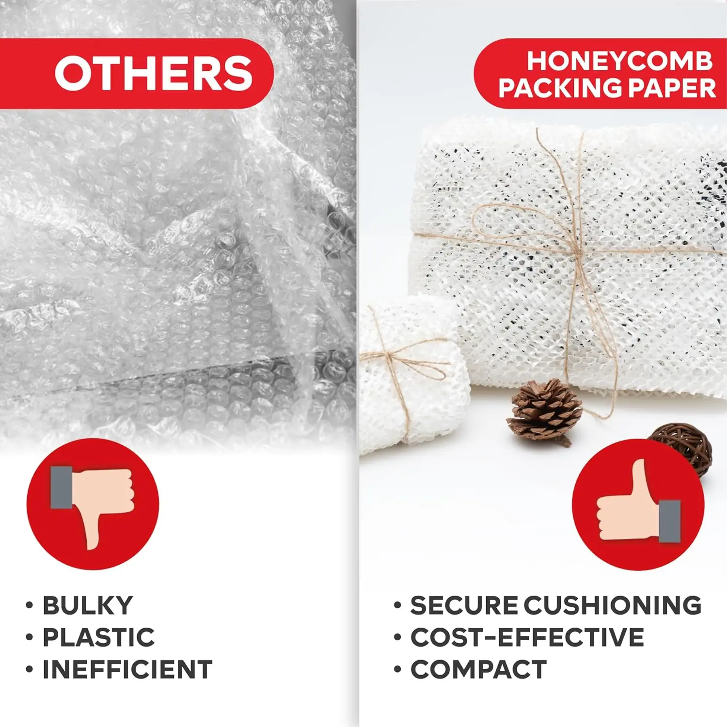 Kertas Kemasan Sarang Lebah Putih untuk Memindahkan Bungkus Sarang Lebah Gelembung 15 Inci x 131- Kaki, 30 Bahan Kemasan Stiker Rapuh