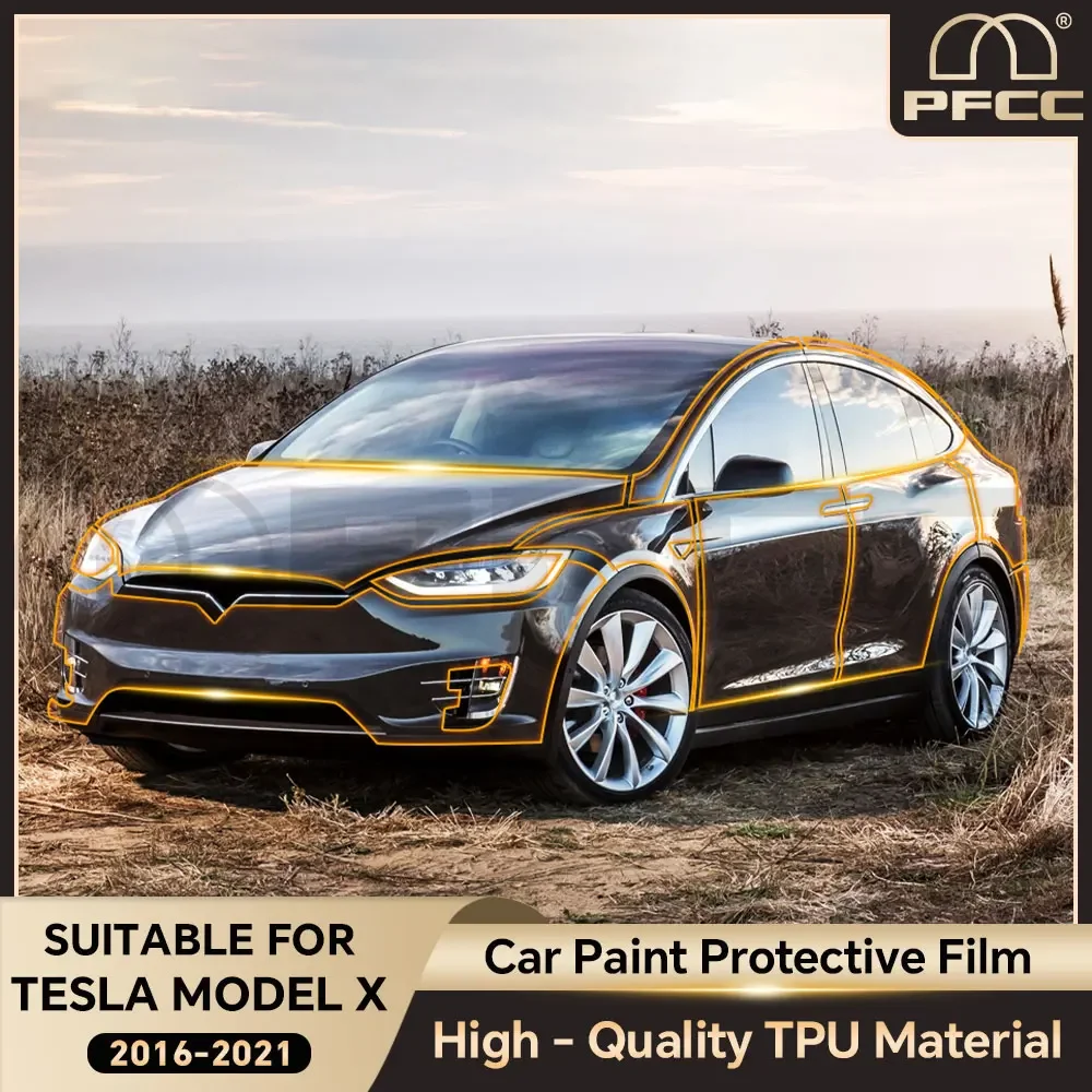 For Tesla Model X 2016-2021 Pre-Cut Paint Protection Film Car Clear Kit Sticker PPF TPU Transparent Body Accessories Styling