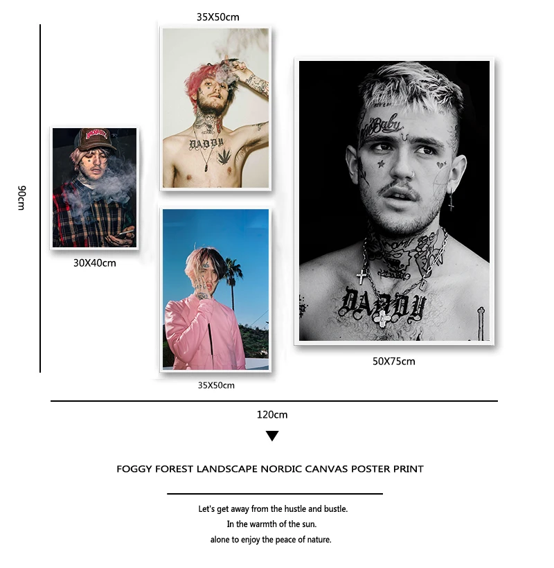 Wall Art Modular Hd Printed Pictures Nordic Style  Rapper Lil Peep Painting Modern Canvas For Living Room Home Decoration view 5