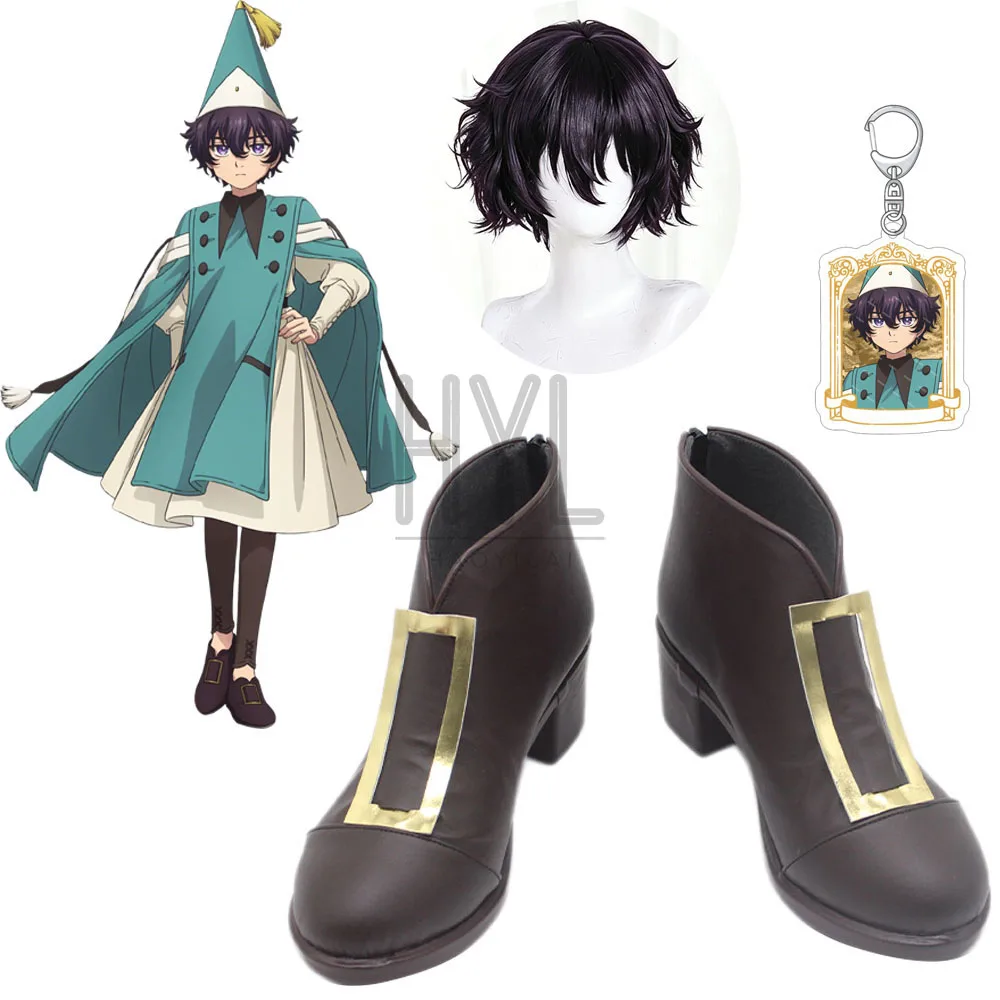 Chapeau de sorcière Anime Atelier Cosplay Agott, bottes en cuir PU noir, perruque pour femmes et hommes, accessoires pour Halloween, accessoires de fête de carnaval