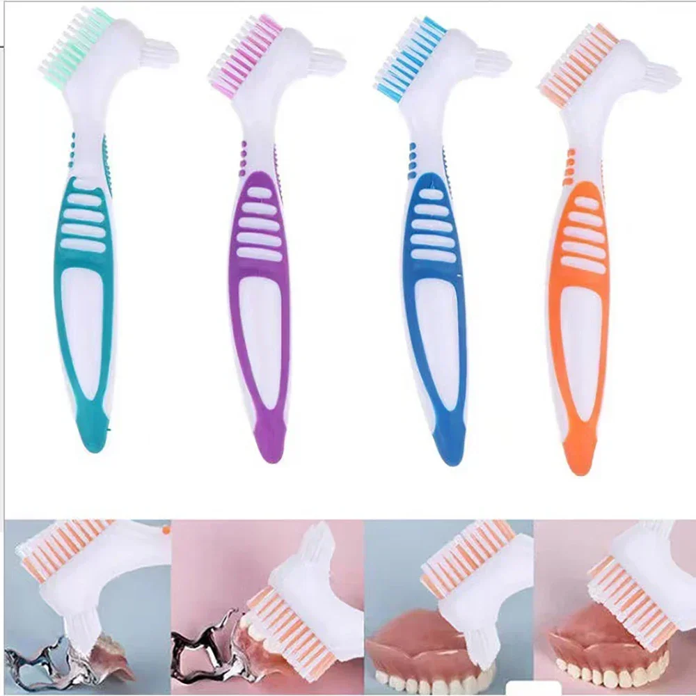 

Denture Toothbrush Cleaning False Teeth Brush Double Non-Slip Brush Braces Descaling Brush Antibacterial Oral Cleaning Brush