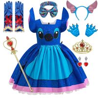 Lilo Stitch Costume Girl Stitch Cosplay Tutu Dress Sleeveless Dress Princess Disguise Halloween Roleplay Outfits Party Carnival
