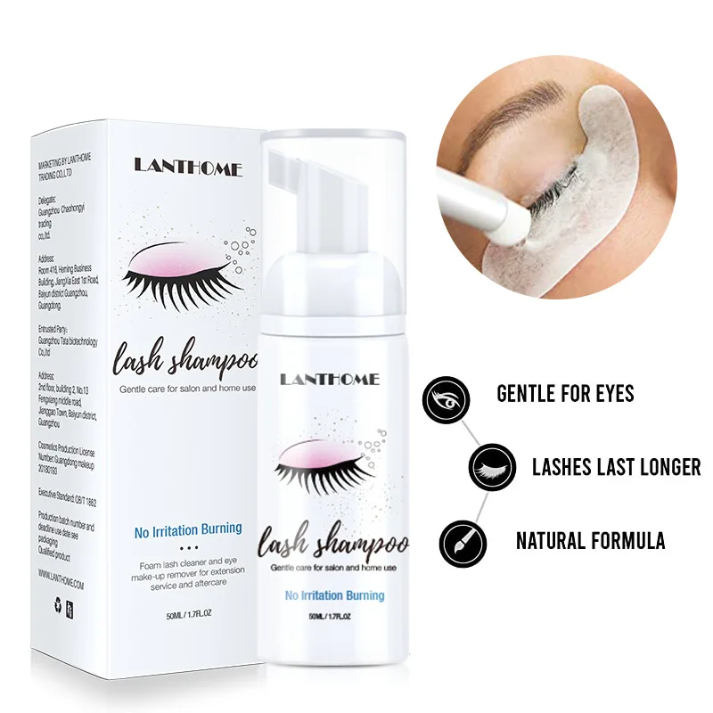 Eyelash Shampoo Foam Lash Cleaner & Eye Makeup Remover for Extension Service and Attercare No Irritation