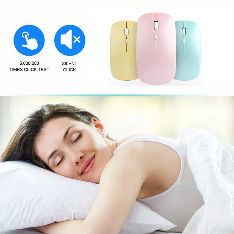 Wireless Rechargeable Mouse Noiseless Dual Model 2.4G Bluetooth-compatible Mice for iPad/Samsung/Huawei Laptop Tablet Mouse