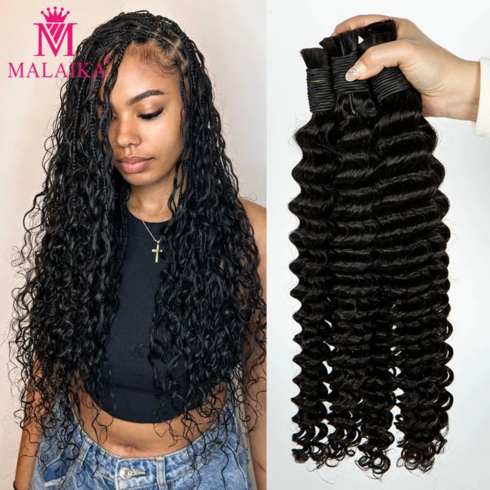 Boho Braiding Hair Extensions Bulk 100% ludzki włos Natural Black Deep Curly Hair Extensions Bundles Hair Beauty for Boho Braids