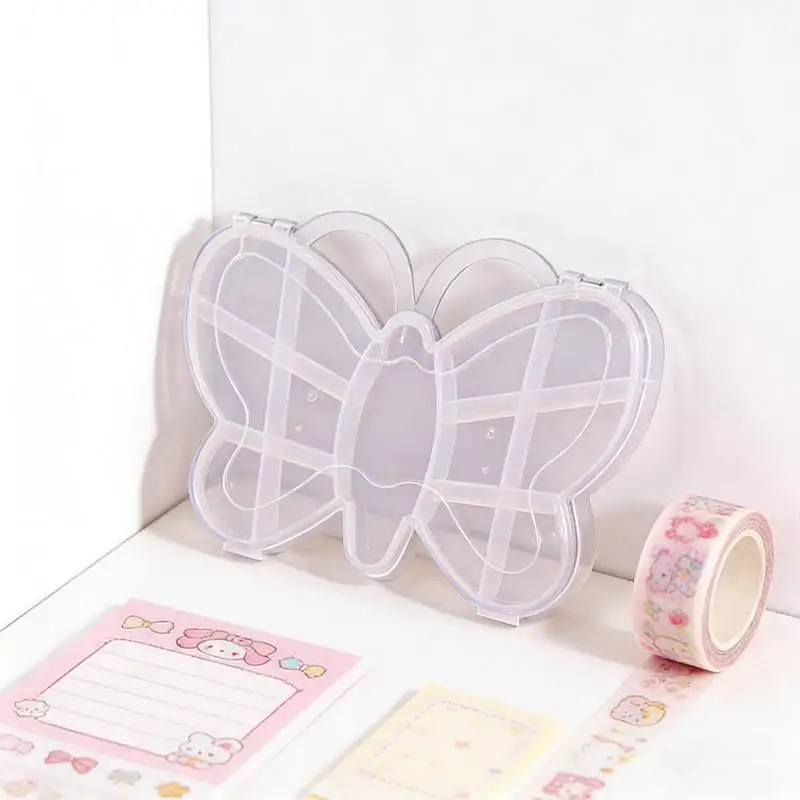 Picture 3: 1pc Butterfly Plastic Bead Storage Containers 13 Compartments Clear Ear Stud Storage Box Rubber Band Box