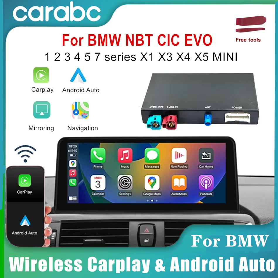CARABC Wireless CarPlay Android Auto For BMW EVO CIC NBT System 1 2 3 4 5 7 Series X1 X3 X4 X5 F20 F21 F30 F31 F10 F48 F25 E84