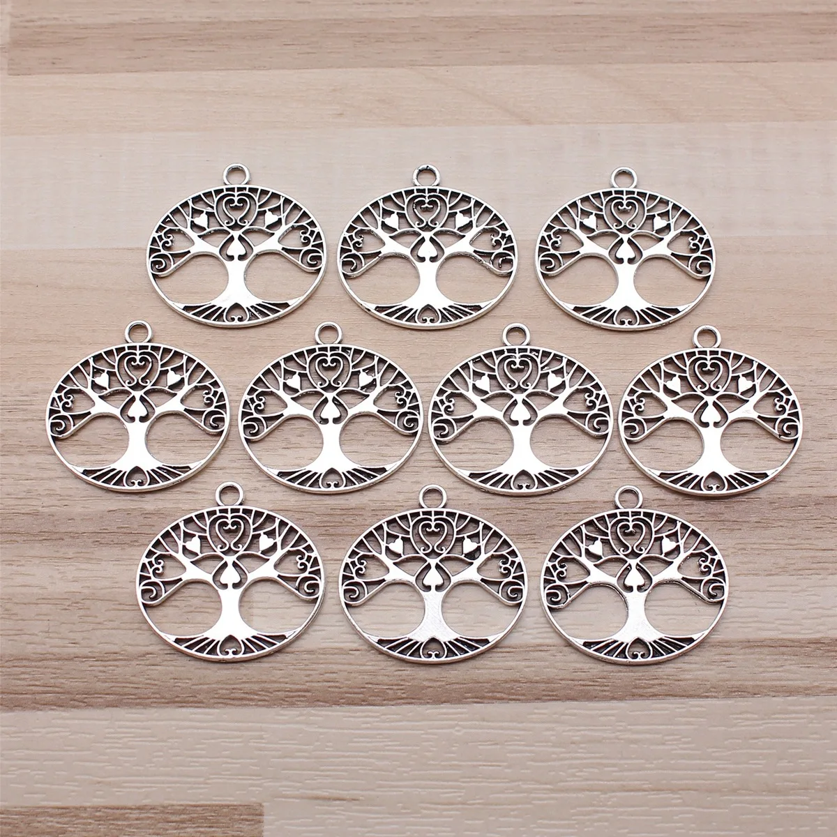 IFOCUS 10pcs/Lot Tree Of Life Charms For DIY Jewelry Making Zinc Alloy 23x24mm/0.91x0.94inch