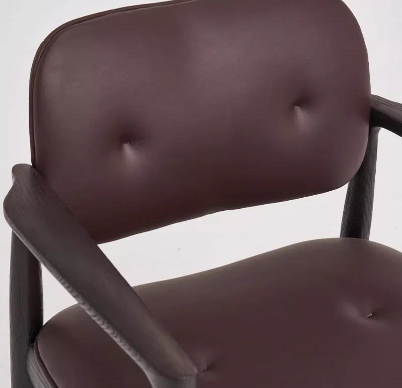 Factory Wholesale Dining Chair Hotel Luxury Wood Leather Dining Armchair