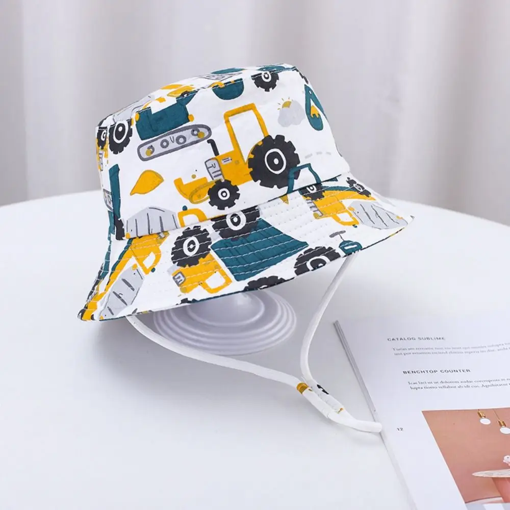 

Cartoon Baby Bucket Hats 2-5 years Large Brim Animal Print Fisherman's Cap Sunscreen Cotton Panama Cap Kids Toddler Caps