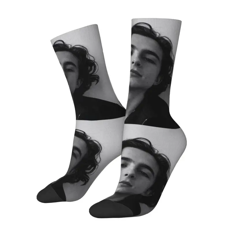 Timothee Chalamet Dress Socks for Men Women Warm Fashion 90s TV Actor Crew Socks