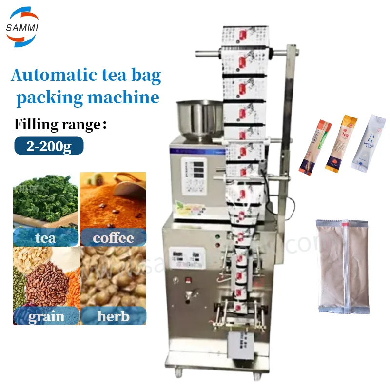 

Newest 1-200g Automatic Stainless Steel Back Sealing Bag Tea Stick Filling Machine, Coffee Sugar Packing Machine