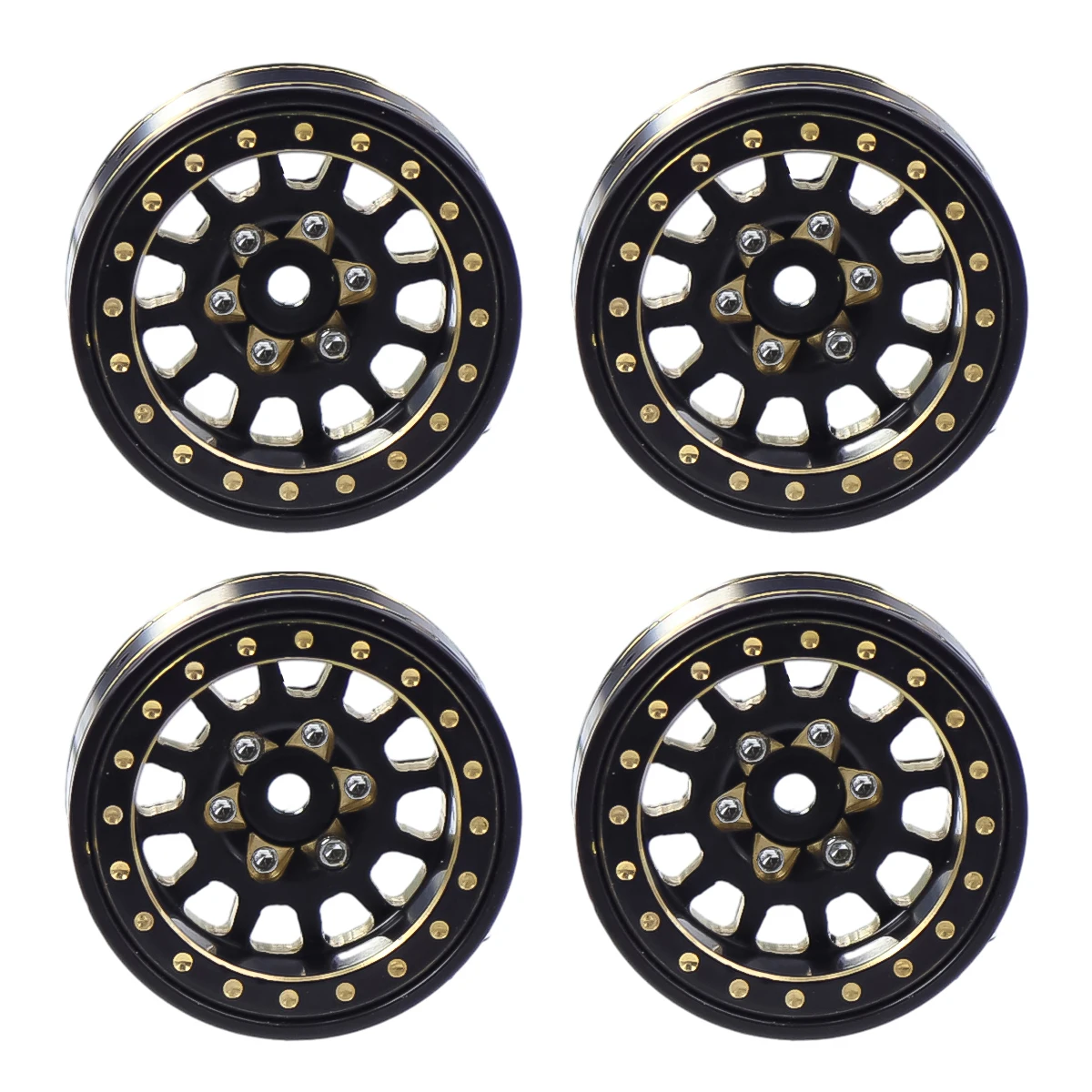 4PCS Brass 1.0 Inch Plus Beadlock Wheel Hub Rims for RC Crawler Car Axial 1/24 SCX24 FCX24 1/18 TRX4M Upgrade Parts