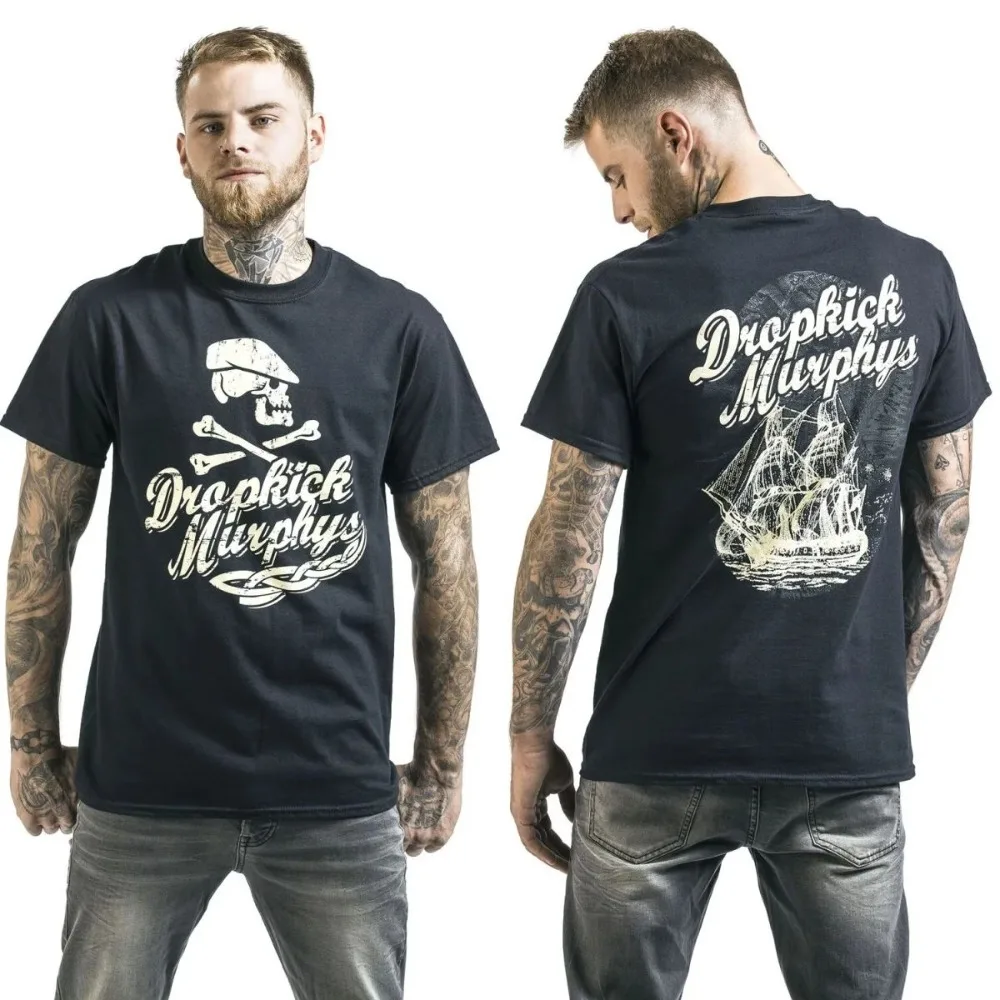 Pirate Skull Sailing Vessel Print Men T‑Shirt Gothic Punk Loose Short Sleeve Tops