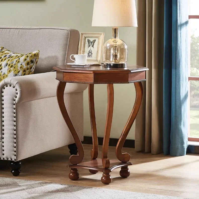 Couch side few American living room corner few all solid wood octagonal small coffee table bedside table balcony casual phone ta
