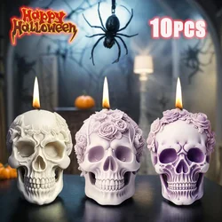 1-10PCS Halloween Rose Skull Candle Silicone Mould Aroma Plaster DIY Ornament Mould Handmade Soap Mould Halloween Decoration