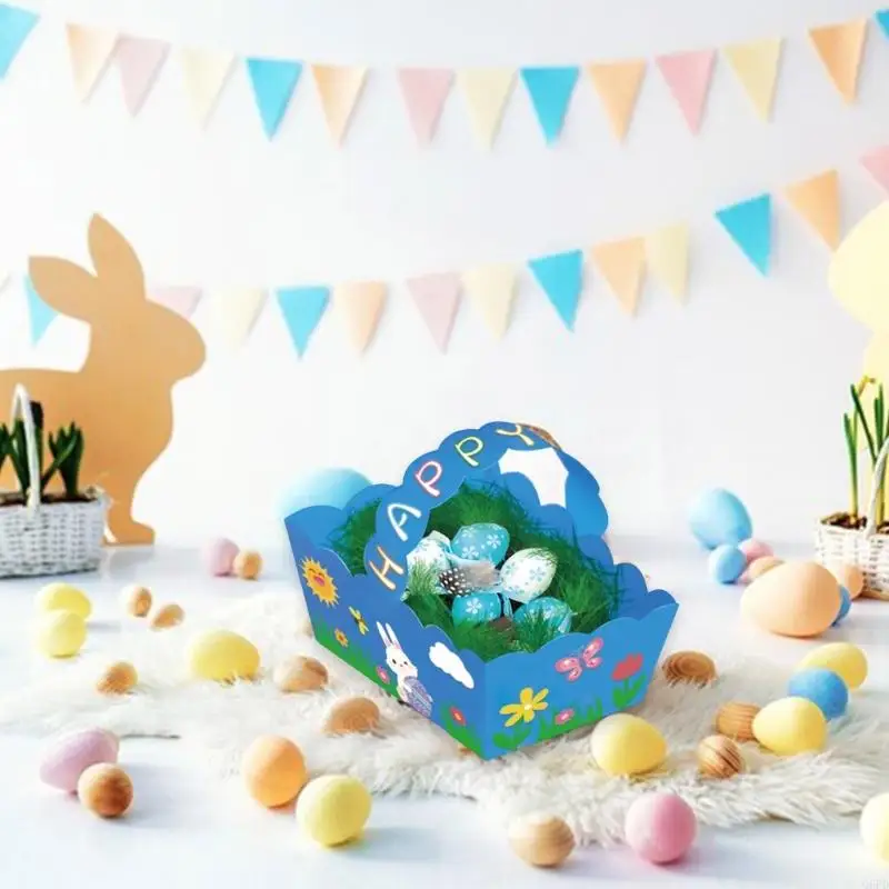 Q6PD Easter Nest Craft With Festival Theme Sticker For Children Creativity Fun