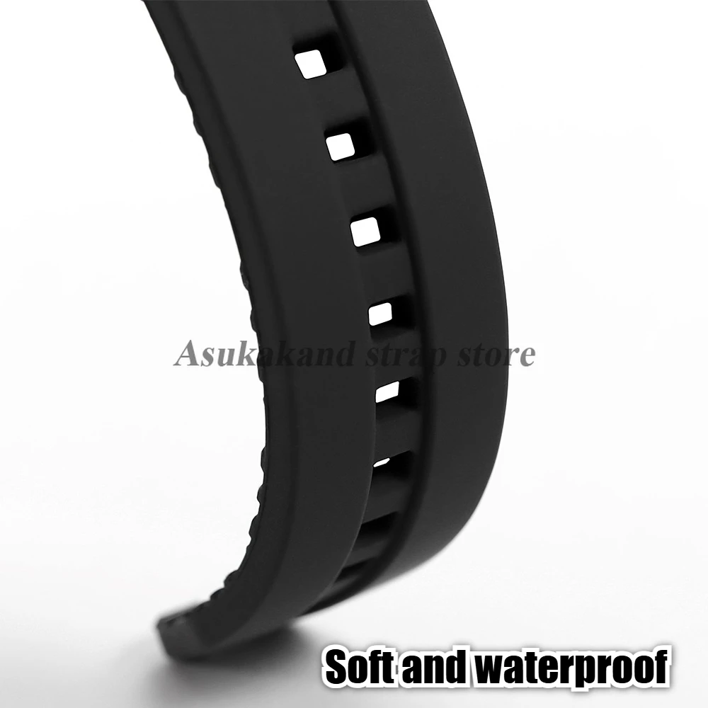 Черный резиновый ремешок увеличенной длины большого размера 20 мм 22 мм для Omega для Seiko для Rolex, водонепроницаемый ремешок для часов, мужской и женский браслет