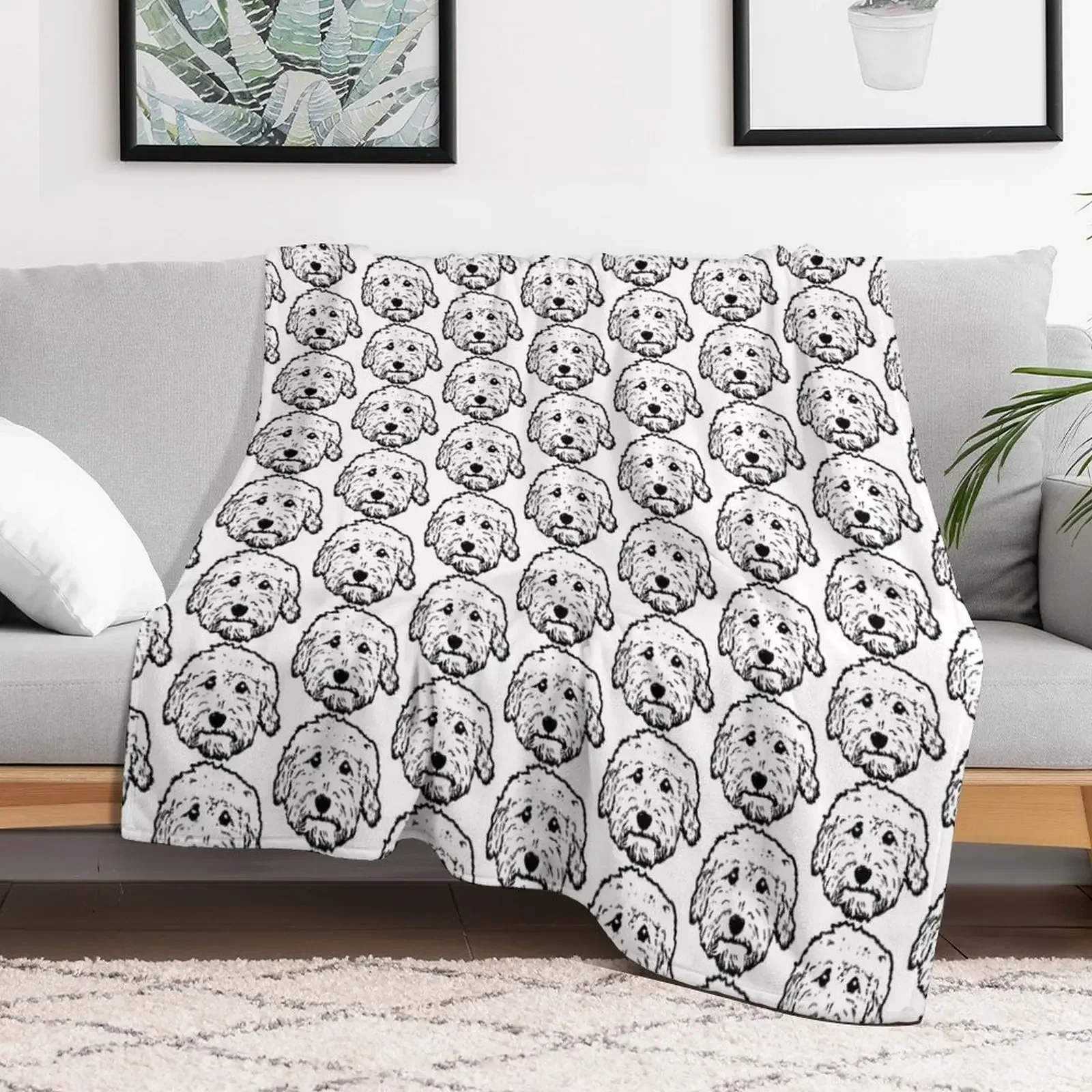 Goldendoodles! Labradoodles - any adorable doodle dog in black and white Throw Blanket funny gift Bed covers Kid'S Blankets