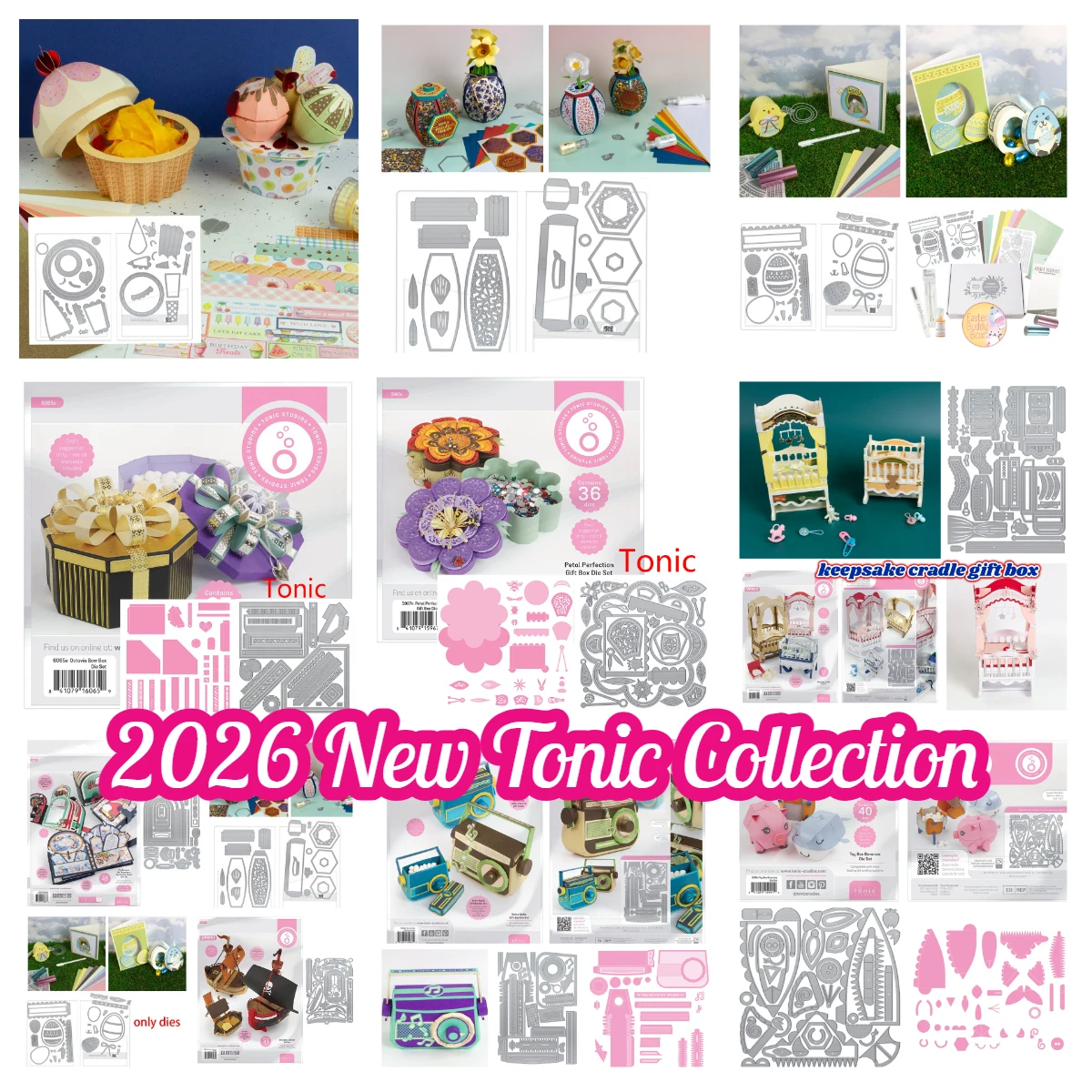 2026 Neue Tonic Box Stanzformen-Serie: Neue Metall-Schneidestanzformen für Dekoration, Scrapbooking, DIY Papierkarten, Albumformen und Bastelvorlagen