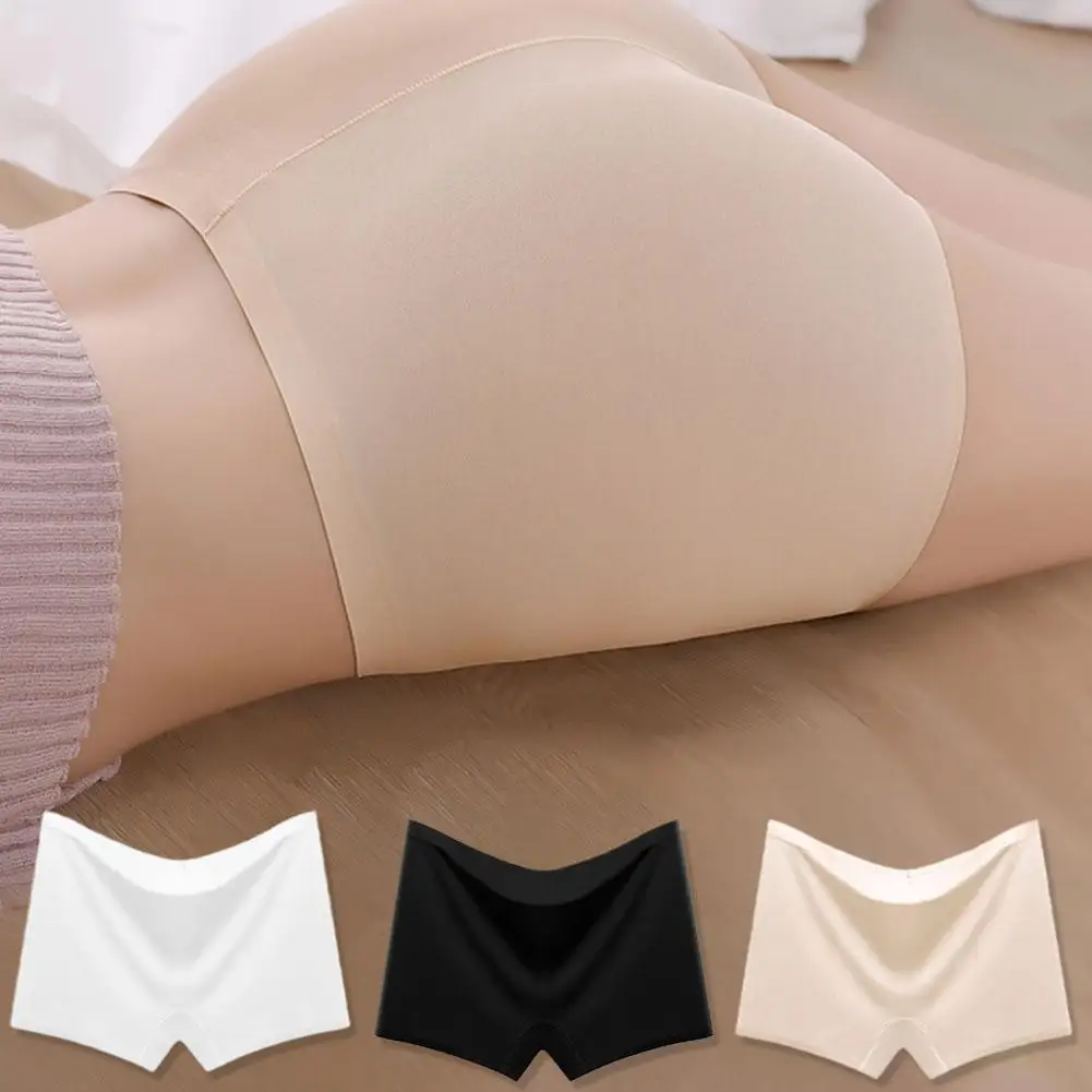 

Silk Satin Seamless Underwear Women's Boxers Lady Panties Sports Boyshorts Cozy Breathable Lingerie Female Pants Safety H4F0