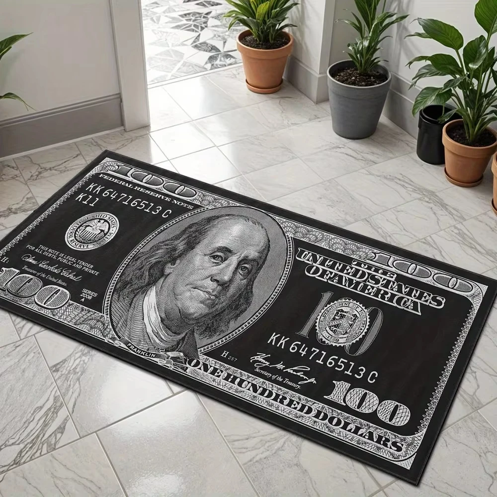 Image of VIKAMA 1 Stück langförmiger Teppich mit Dollar-Muster für den Eingangsbereich, den Flur, Halloween und Thanksgiving, Bodenmatte, Heimdekoration