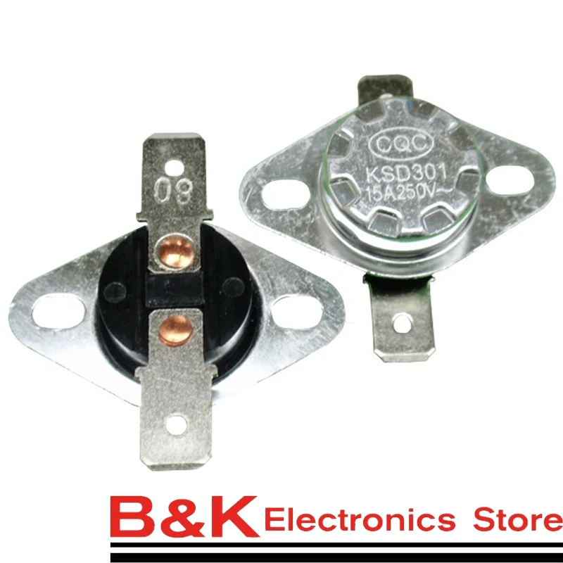 

100PCS KSD301 15A 250V 40-150 degree KSD301 Normally Closed Temperature Switch Thermostat 45 55 60 65 70 75 80 85 150