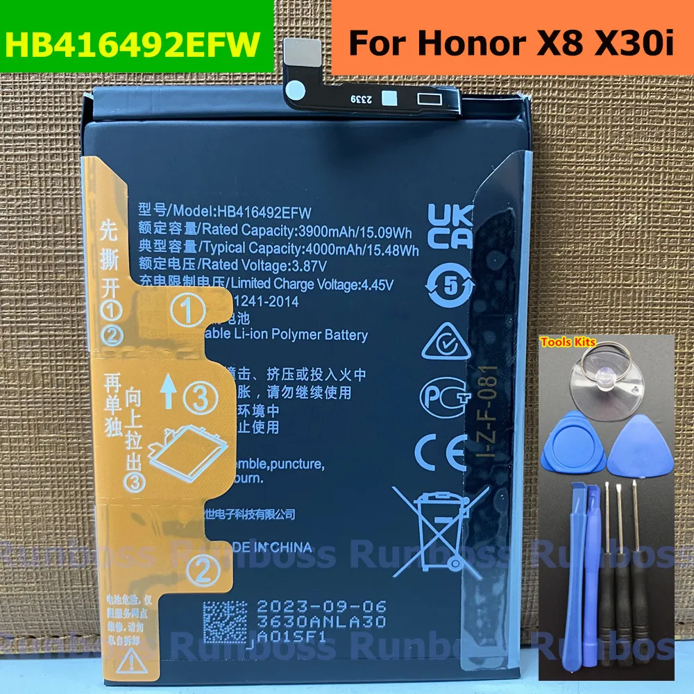 Batteria originale 3.87V 4000mAh per Huawei Honor X8 / X30i X 30i TFY-AN00 TFY-AL40 TFY-TN00 cellulare