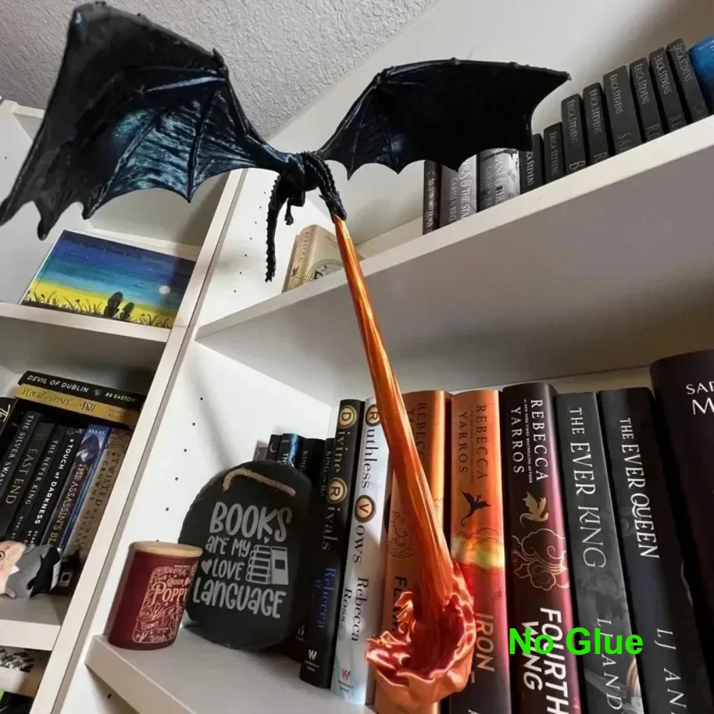 Creative Funny Spray Fire Dragon Bookshelf Ornament Halloween Birthday Gift Home Decoration Dragon Flame Book Decoration